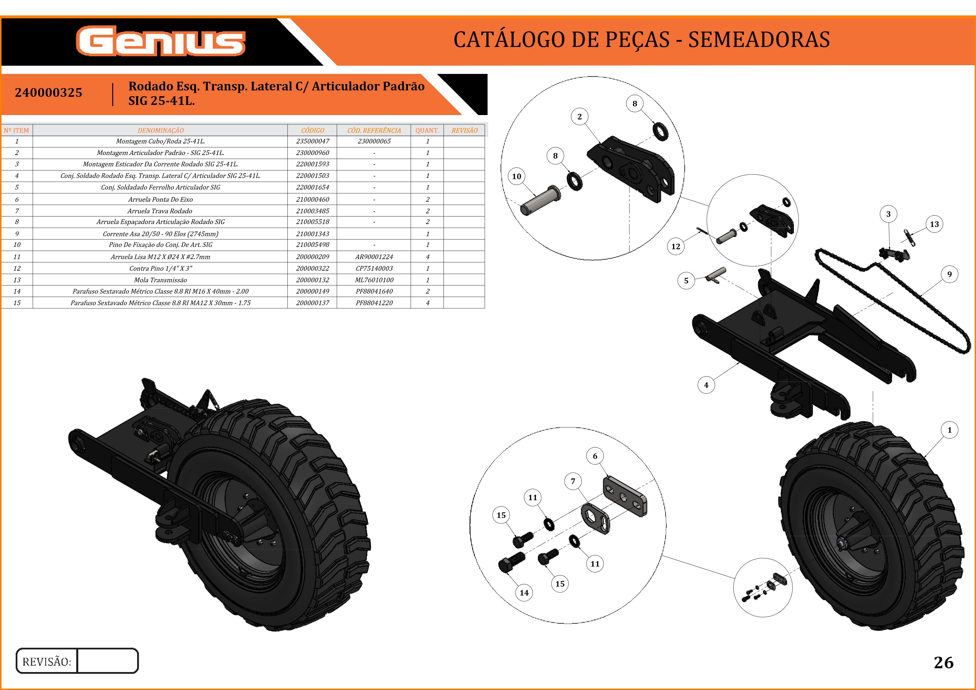Rodado Esq. Transp. Lateral C/ Articulador Padrão SIG 25-41L.