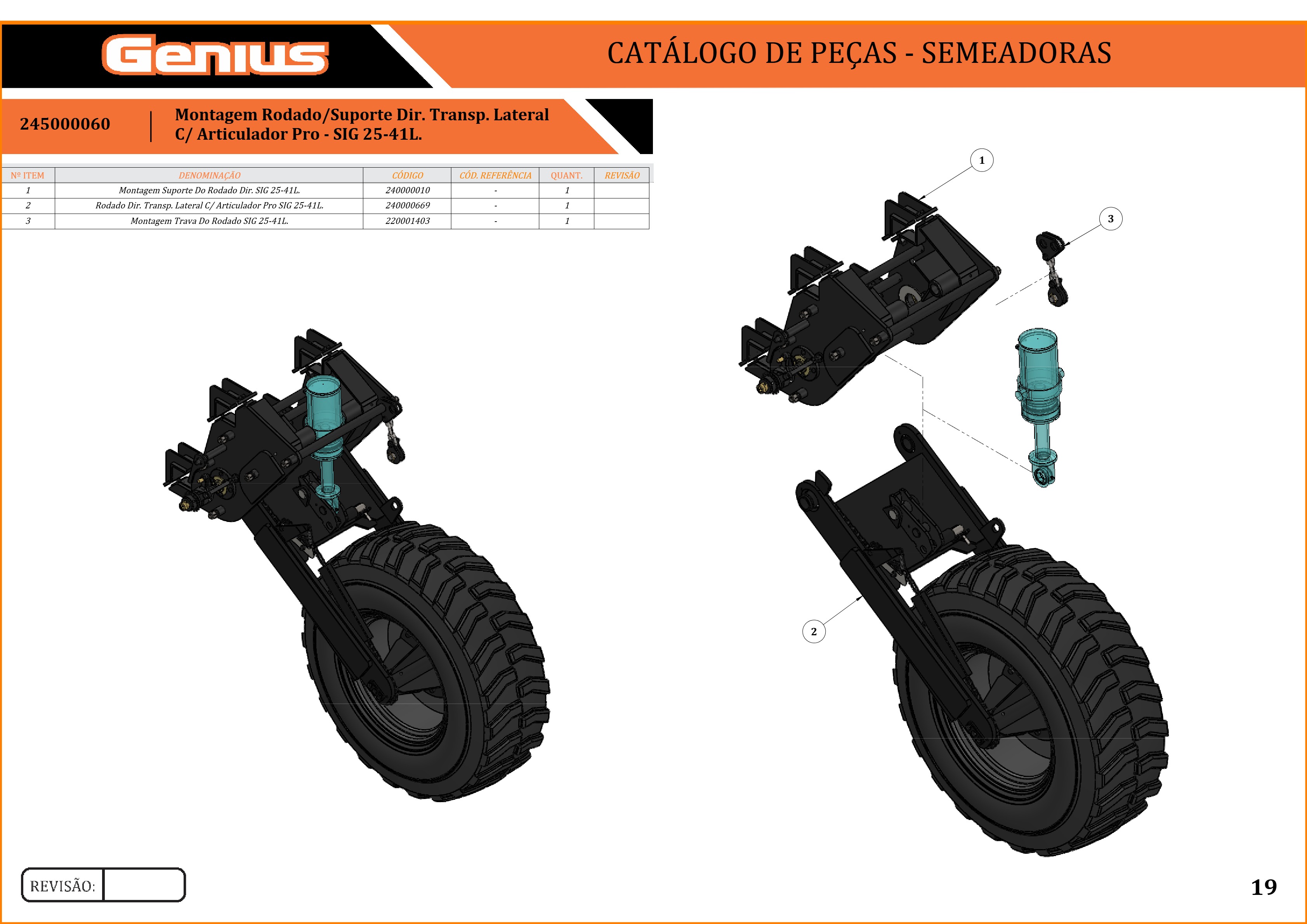 Montagem Rodado/Suporte Dir. Transp. Lateral C/ Articulador Pro - SIG 25-41L.