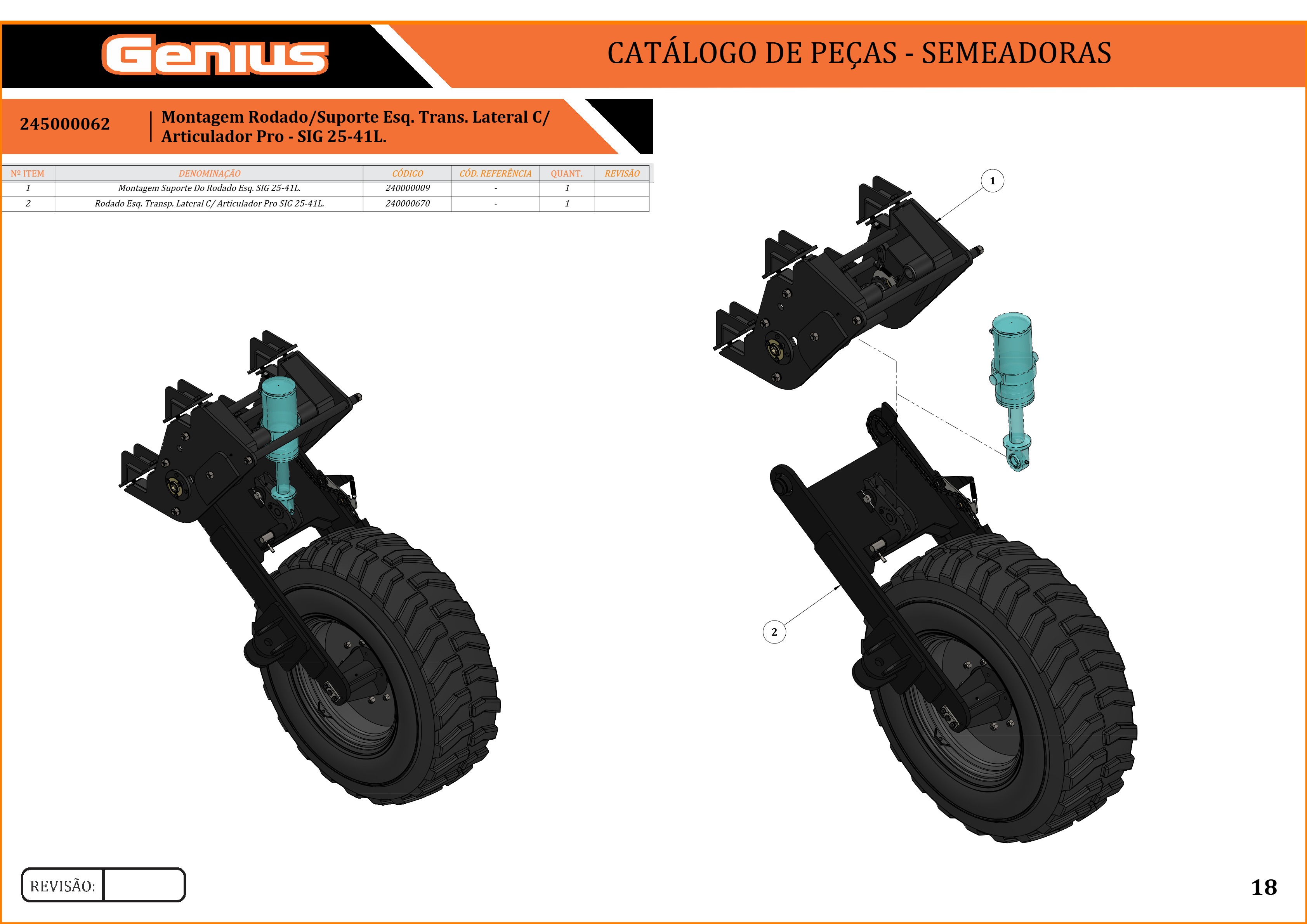Montagem Rodado/Suporte Esq. Trans. Lateral C/ Articulador Pro - SIG 25-41L.